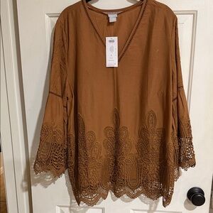 Chico's Brown Lace Accent Tunic